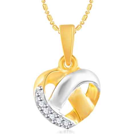 Buy Srikara Alloy Gold Plated CZ/AD Curved Heart Fashion Jewelry Pendant with Chain - SKP3069G - Purplle