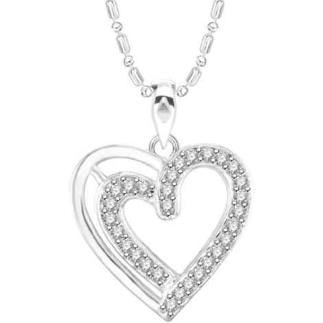 Buy Srikara Alloy Brass Rhodium Plated CZ Heart of Crystals Fashion Jewelry Pendant - SKP3138R - Purplle