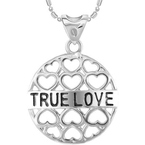 Buy Srikara Alloy Rhodium Plated CZ True Love Hearts Fashion Jewelry Pendant Chain - SKP3073R - Purplle