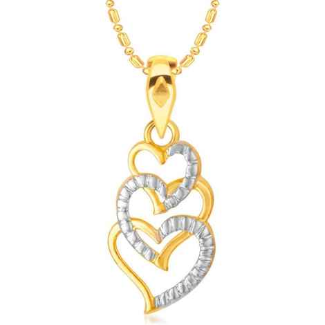 Buy Srikara Alloy Brass Gold Plated CZ/AD Interlocked Heart Fashion Jewelry Pendant - SKP3046G - Purplle