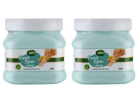 Buy Zerb Foot Spa Cream Enriched With Aloe Vera And Natural Extract Helps To Removes Oil Dirt Tan And Exfoliates Skin - Pack Of 2 - (200 g) Each - Purplle