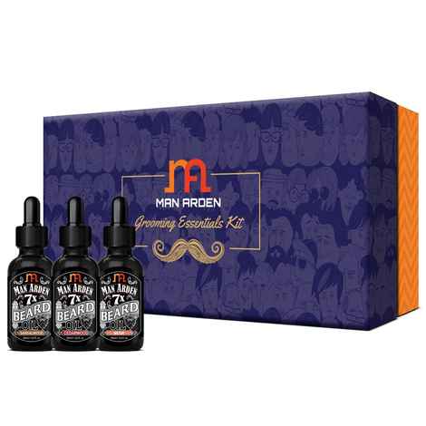 Buy Man Arden 7x Beard Oil Gift Box - Sandalwood + Cedarwood + Musk Beard Oils Set (30 ml) Each - Purplle