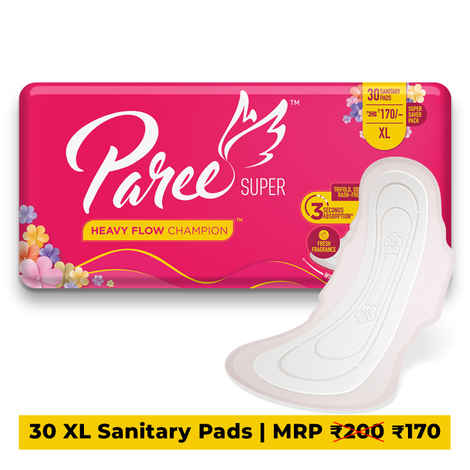 Paree Super Soft & Rash Free Sanitary Pads For Heavy Flow 30 Pads- XL (Tri-Fold)