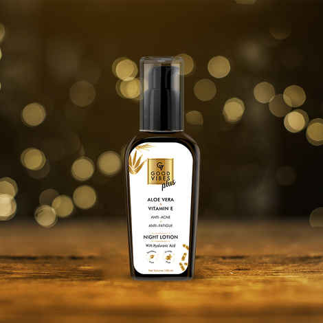 Good Vibes Plus Aloe Vera + Vitamin E Anti - Acne Night Face Lotion| With Hyaluronic Acid | No Parabens, No Sulphates, No Mineral Oil (100 ml)