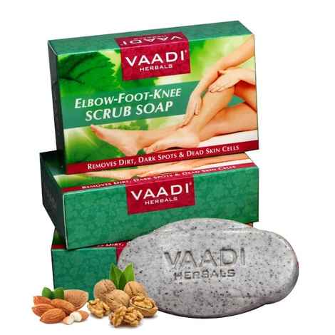 Vaadi Herbals Elbow-Foot-Knee Scrub Soap With Almond & Walnut Scrub (75 g) (Pack of 3)