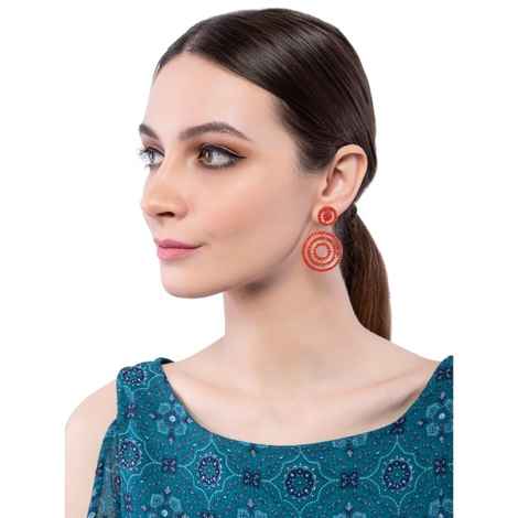 Buy Crunchy Fashion Red Beaded Hoops Earrings - Purplle