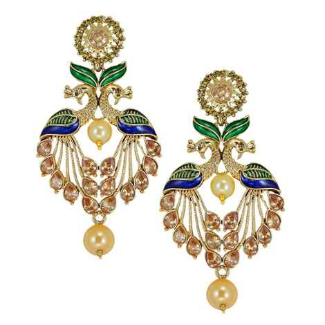 Buy Crunchy Fashion Peacock Style Crystal Earrings - Purplle