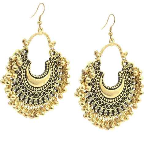 Buy Crunchy Fashion Golden Bohemian Alloy Dangle Earring - Purplle