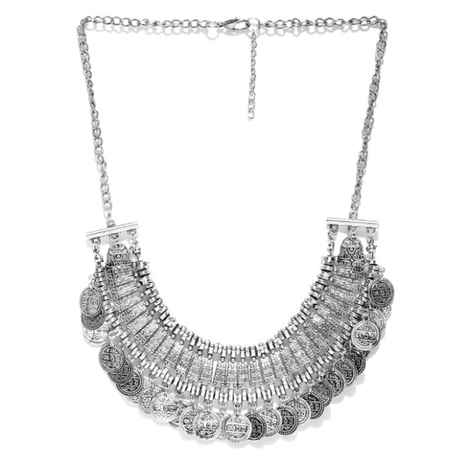 Buy Crunchy Fashion Oxidised Silver-Toned Afghan Necklace - Purplle