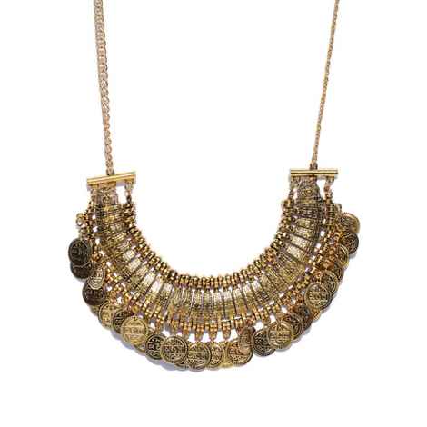 Buy Crunchy Fashion Oxidised Golden-Toned Afghan Necklace - Purplle