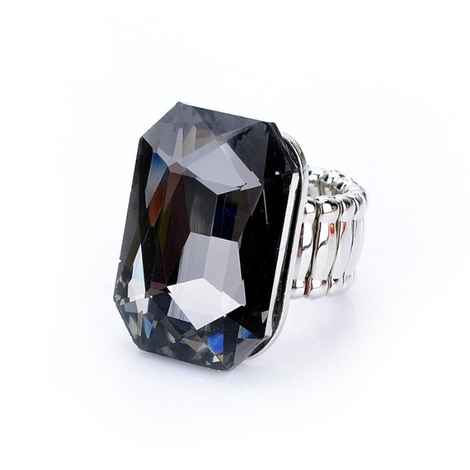 Buy Crunchy Fashion Big Black Crystal Solitaire Stone Ring - Purplle