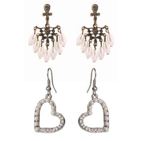 Buy Crunchy Fashion Retro Sweet Pearl HeartTassels Earrings - Purplle