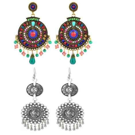 Buy Crunchy Fashion Bohemian Oxidized Silver Plated Dangle Earring - Purplle