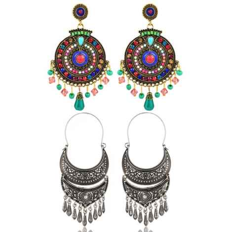 Buy Crunchy Fashion Bohemian Oxidized Silver Plated Dangle & Drop - Purplle