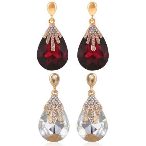 Buy Crunchy Fashion Brown & White Crystal Droplet Earrings for Women - Purplle