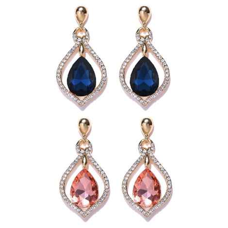 Buy Crunchy Fashion Missa Blue & Peach Crystal Earrings - Purplle