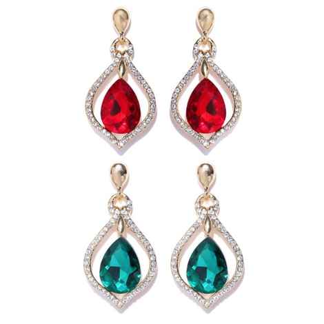 Buy Crunchy Fashion Missa Red & Green Crystal Earrings - Purplle