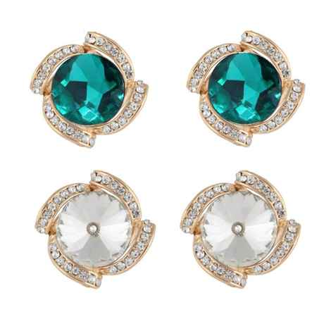 Buy Crunchy Fashion Green & White Crystal Metal Drop Earring - Purplle