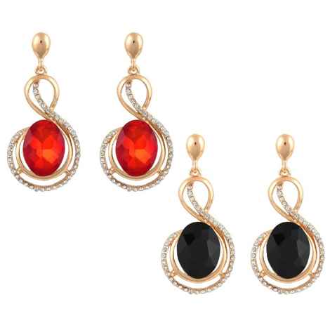 Buy Crunchy Fashion Red & Black Crystal Drop Earring Combo - Purplle