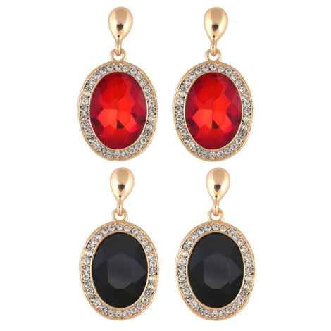 Buy Crunchy Fashion Red & black Crystal Metal Drop Earring - Purplle