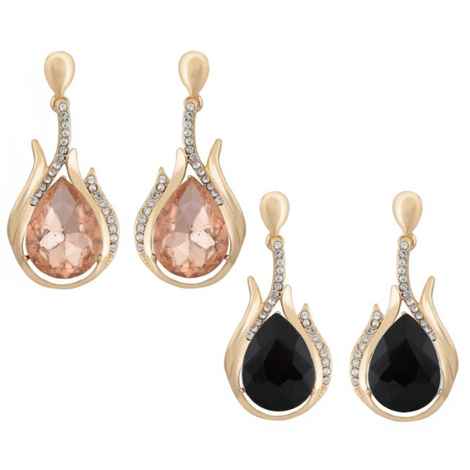 Buy Crunchy Fashion Peach & Black Crystal metal Drop earring - Purplle