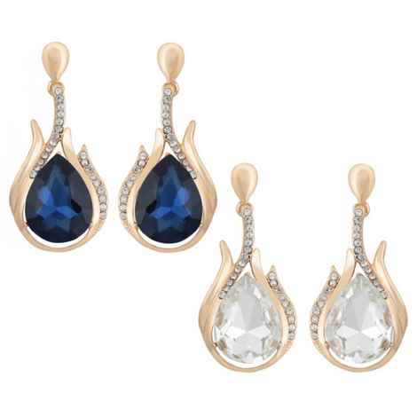 Buy Crunchy Fashion Blue & White Crystal metal Drop earring - Purplle