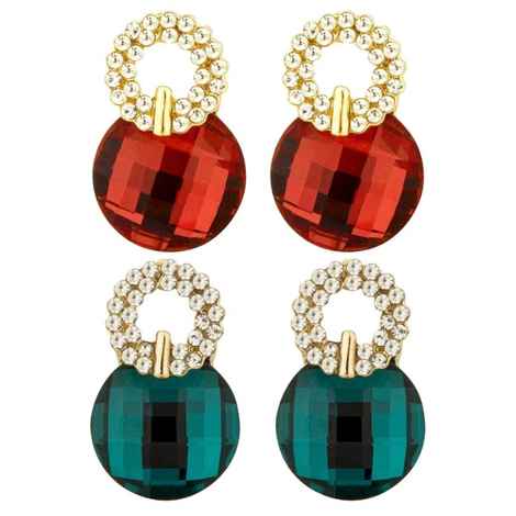 Buy Crunchy Fashion Gold-Toned & Red-Green Stone-Studded - Purplle