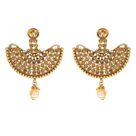 Buy Crunchy Fashion Royal Bling Gold Plated Earrings and Tika Jewellry Set - Purplle