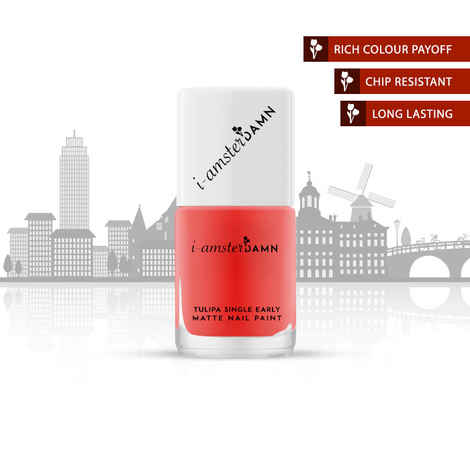 I-AmsterDAMN Nail Paint, Matte, Red, Tulipa Single Early - Warmth of Tulipa Single Early (7 ml)