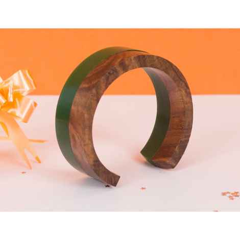 Buy Golden Peacock Handcrafted Sheesham Green-Brown Bangle - Purplle