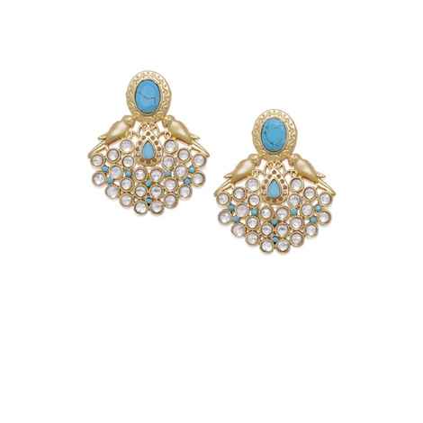 Buy Golden Peacock Gold Plated Blue Turquoise Earring - Purplle