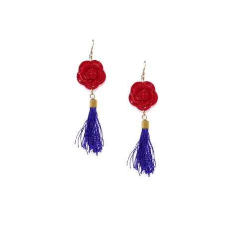 Buy Golden Peacock Red Rose Tassel Earring - Purplle