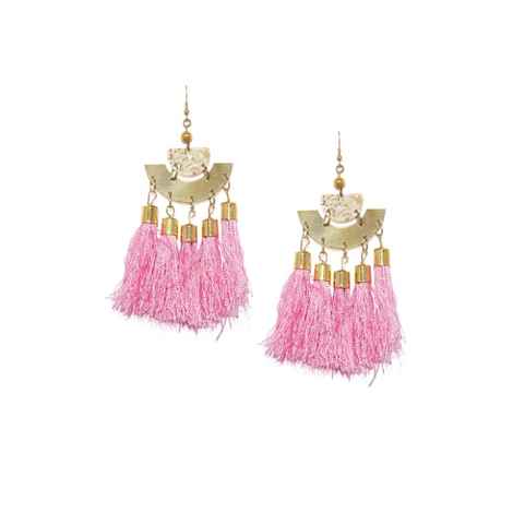Buy Golden Peacock Pink Tassel Earring - Purplle