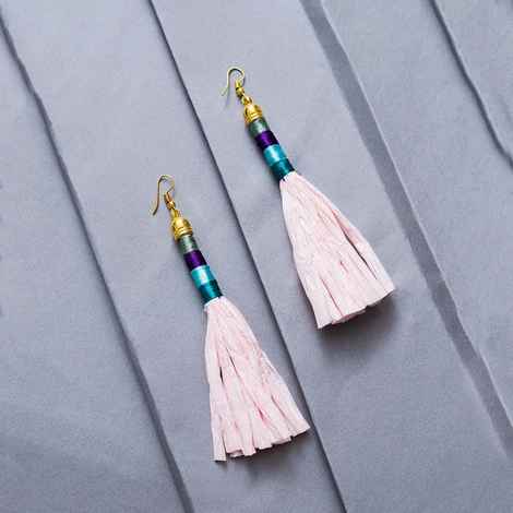 Buy Golden Peacock Pink Tassel Earring - Purplle