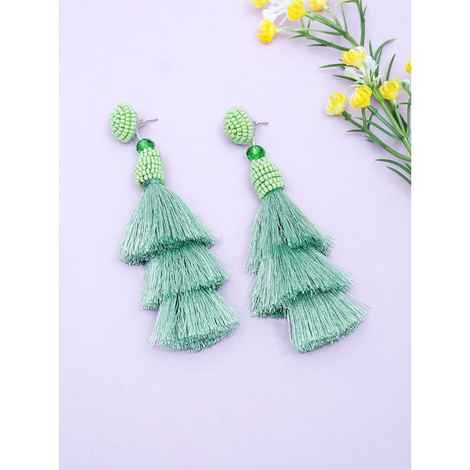 Buy Golden Peacock Green Tassel Earring - Purplle