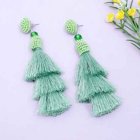 Buy Golden Peacock Green Tassel Earring - Purplle