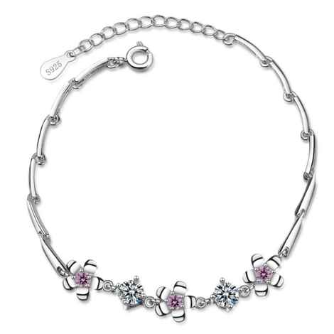 Buy Sukkhi Ritzy Adjustable Pink Crystal Rhodium Plated Bracelet for Men - BC80851 - Purplle