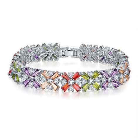 Buy Sukkhi Shimmering Adjustable Crystal Multi Colour Rhodium Plated Bracelet For Women - BC80983 - Purplle