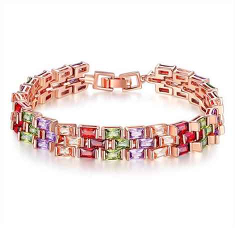 Buy Sukkhi Graceful Adjustable Crystal Multi Colour Gold Plated Bracelet For Women - BC80976 - Purplle