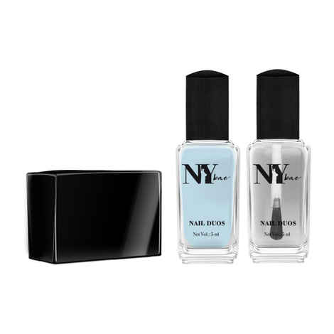 NY Bae Nail Paint Duos, Creme, Blue - Rainforest Pastry Date with Mattifying Top Coat 02 (5 ml + 5 ml)