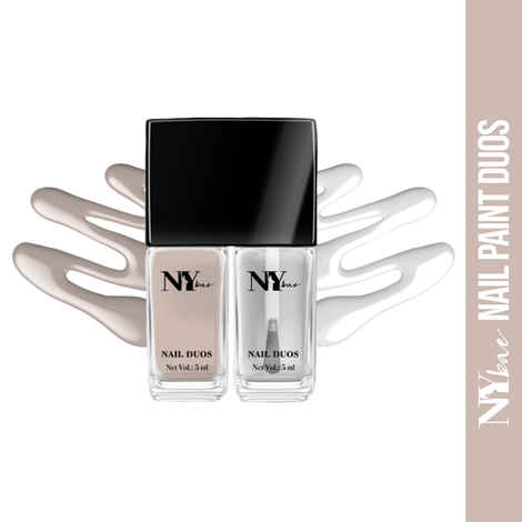 NY Bae Nail Paint Duos, Creme, Nude - Marshmallow Date with Mattifying Top Coat (5 ml + 5 ml)