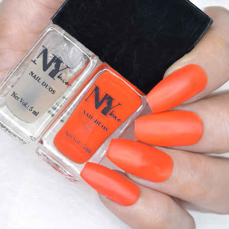 NY Bae Nail Paint Duos, Blue Creme Polish with Mattifying Top Coat - Knishes Date (5 ml + 5 ml)