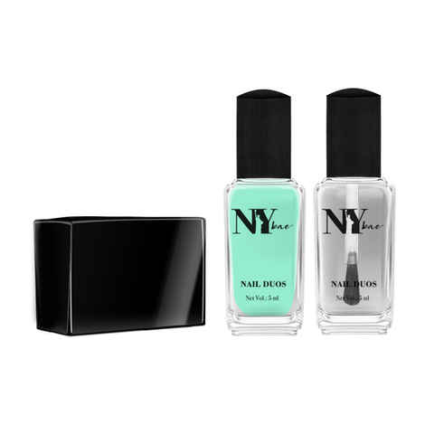NY Bae Nail Paint Duos, Blue Creme Nail Polish with Mattifying Top Coat - Chicken Nugget Date (5 ml + 5 ml)