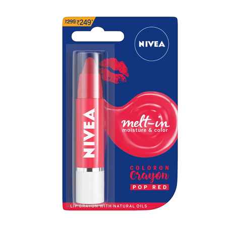 Buy Nivea Coloron Lip Crayon - Pop Red (3 g) - Purplle