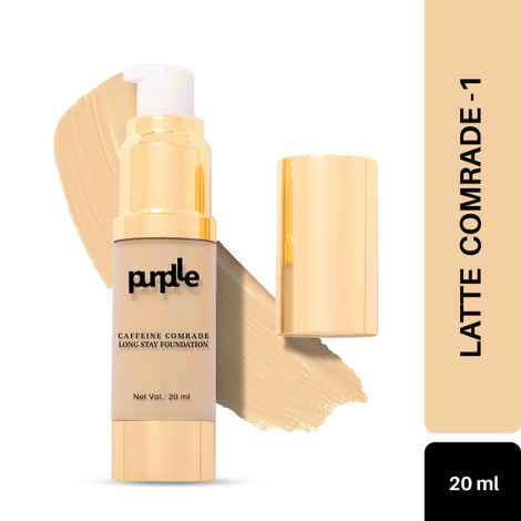 Purplle Caffeine Comrade Long Stay Foundation For Fair Skin|Matte|Sweatproof|Weightless|Paraben and Sulphate Free - Latte Comrade 1 (20 ml)