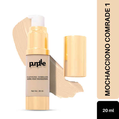 Purplle Caffeine Comrade Long Stay Foundation For Dark Skin|Matte|Sweatproof|Weightless|Paraben and Sulphate Free - Mochacciono Comrade 4 (20 ml)