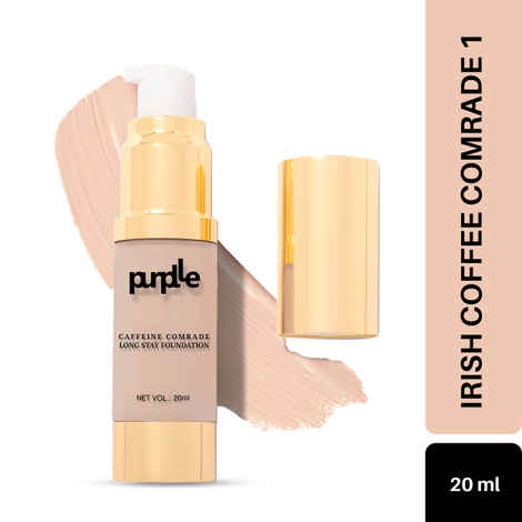 Purplle Caffeine Comrade Long Stay Foundation For Dark Skin|Matte|Sweatproof|Weightless|Paraben and Sulphate Free - Irish Coffee Comrade 5 (20 ml)