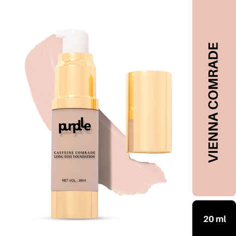 Purplle Caffeine Comrade Long Stay Foundation For Wheatish Skin|Matte|Sweatproof|Weightless|Paraben and Sulphate Free - Vienna Comrade 8 (20 ml)
