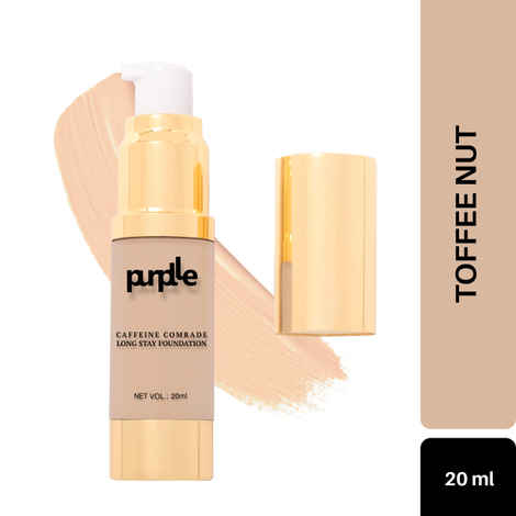 Buy Purplle Caffeine Comrade Long Stay Foundation For Wheatish Skin|Matte|Sweatproof|Weightless|Paraben and Sulphate Free - Toffee Nut Latte Comrade 15 (20 ml) - Purplle