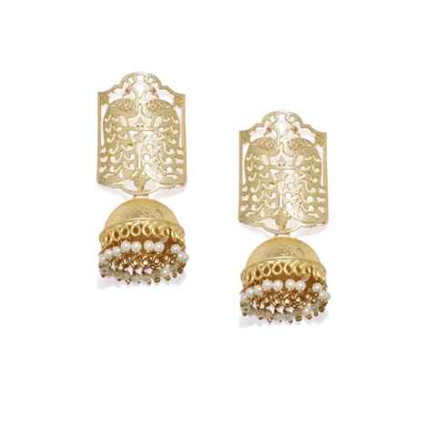 Buy Golden Peacock Gold Colour Plated Contempory Jhumkas - Purplle